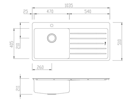 Oliveri Sn1021 Sonetto Single Bowl Right Hand Drainer Topmount Sink Top Mounted Kitchen Sinks