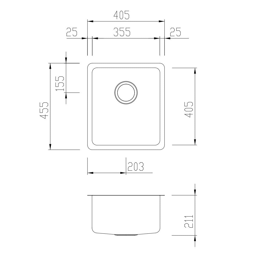 Oliveri Sn1030U Sonetto Single Bowl Undermount Sink Kitchen Sinks