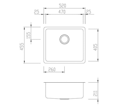Oliveri Sn1050U Sonetto Single Bowl Undermount Sink Kitchen Sinks