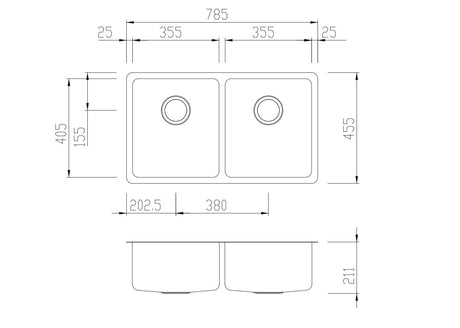 Oliveri Sn1063U Sonetto Double Bowl Undermount Sink Kitchen Sinks