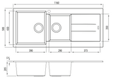 Oliveri Santorini ST-BL1511 OF LHB Black Granite Top Mount 1 & 3/4 Sink - Special Order