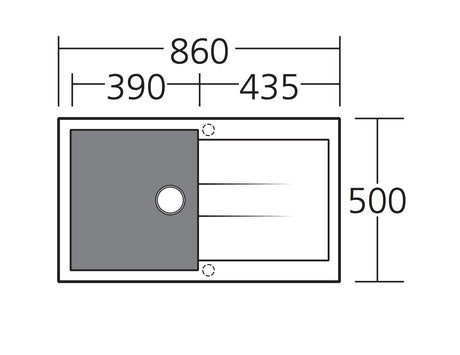 Oliveri St-Bl1520 Santorini Single Bowl Topmount Granite Sink With Drainer Kitchen Sinks