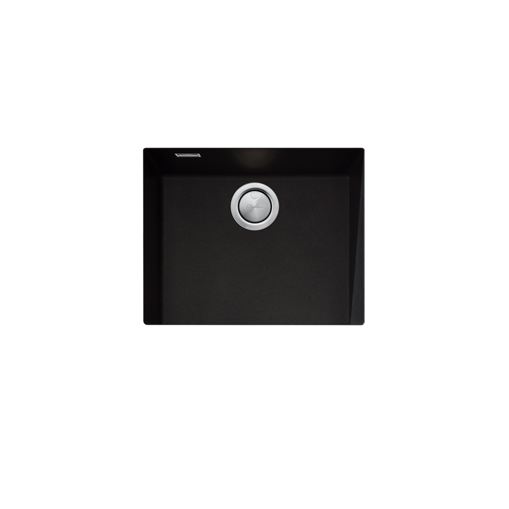 Oliveri Santorini Large Bowl Sink, Undermount, 540x480mm, with Overflow, Black, ST-BL1550U OF