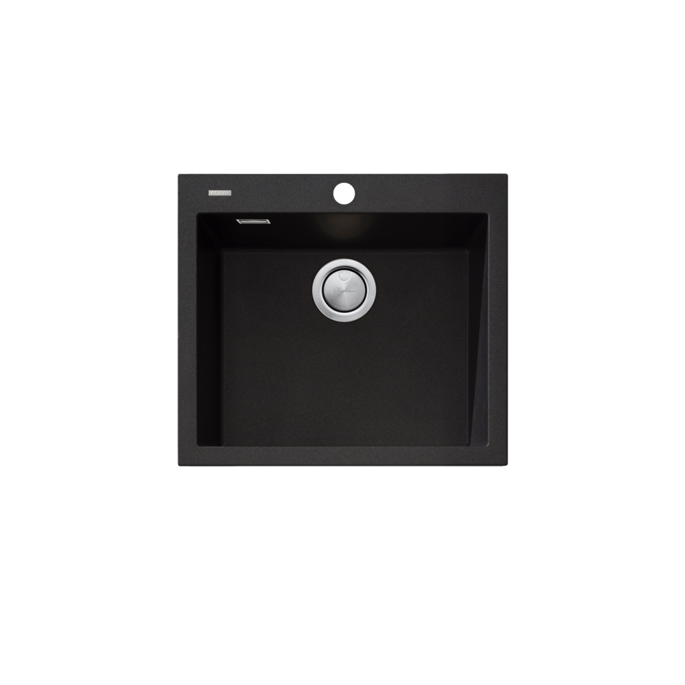 Oliveri Santorini Large Bowl Sink, Topmount, 540x480mm, with Overflow, Black, ST-BL1551 OF