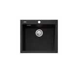 Oliveri Santorini Large Bowl Sink, Topmount, 540x480mm, with Overflow, Black, ST-BL1551 OF
