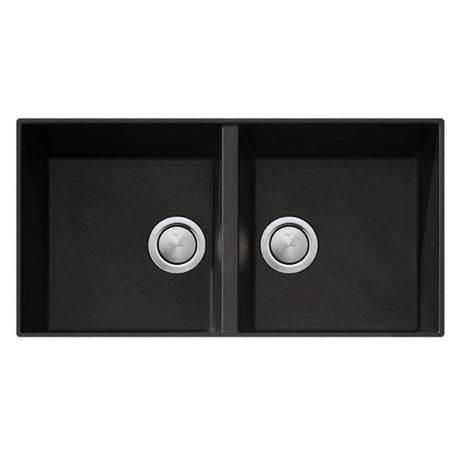 Oliveri Santorini St-Bl1563U Double Bowl Black Granite Undermount Sink Kitchen Sinks