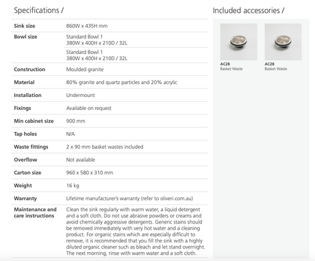 Oliveri Santorini St-Bl1563U Double Bowl Black Granite Undermount Sink Kitchen Sinks