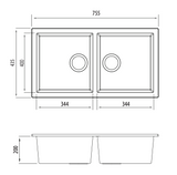Oliveri Santorini St-Bl1573U Double Bowl Black Granite Undermount Sink Kitchen Sinks