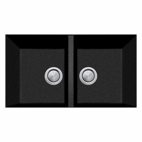 Oliveri Santorini St-Bl1573U Double Bowl Black Granite Undermount Sink Kitchen Sinks