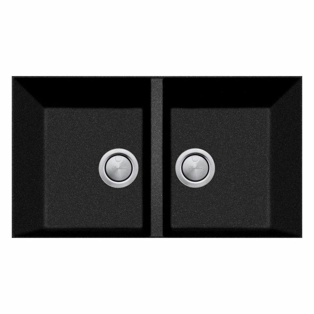 Oliveri Santorini St-Bl1573U Double Bowl Black Granite Undermount Sink Kitchen Sinks