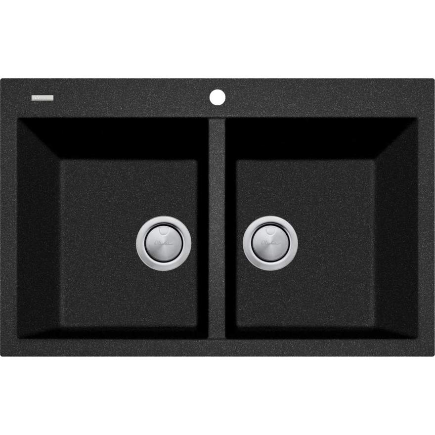 Oliveri Santorini St-Bl1574 Piccolo Double Bowl Black Granite Kitchen Sink Sinks