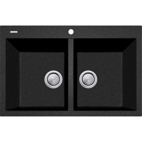 Oliveri Santorini St-Bl1574 Piccolo Double Bowl Black Granite Kitchen Sink Sinks