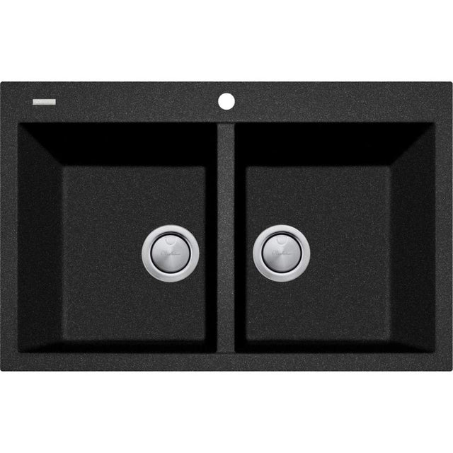 Oliveri Santorini St-Bl1574 Piccolo Double Bowl Black Granite Kitchen Sink Sinks