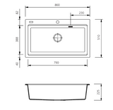 Oliveri Santorini Workstation Topmount Sink, 840x480mm, with Overflow, Matte Black, ST-MB1596 OF