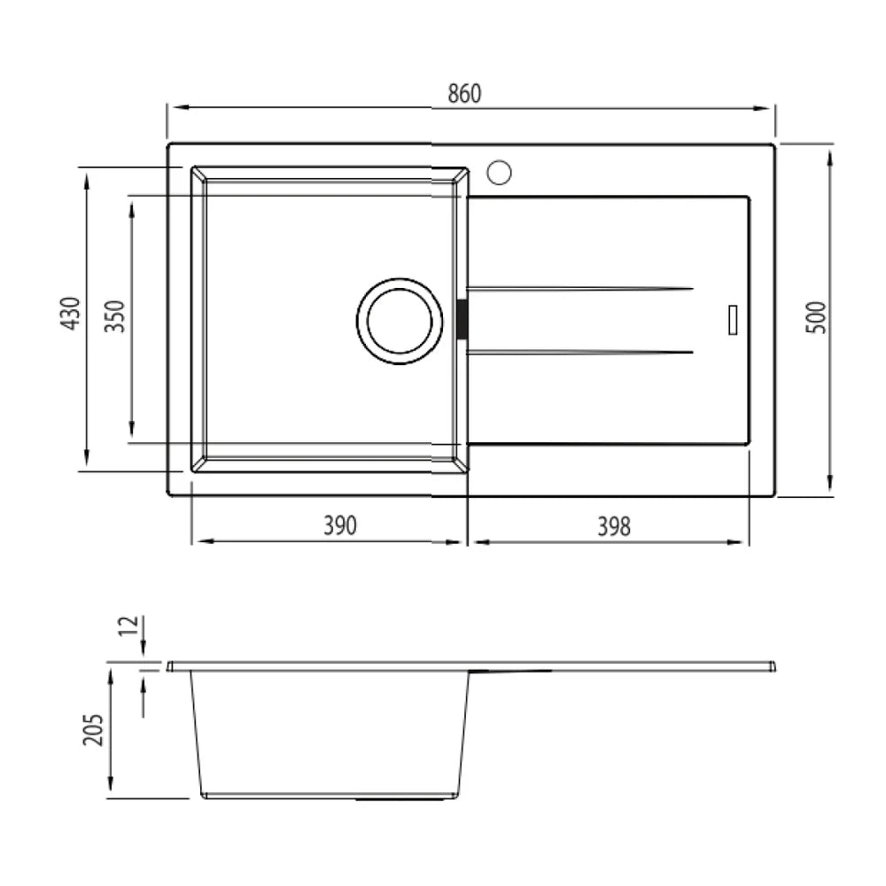 Oliveri Santorini Single Sink, Left Hand Bowl with Drainer, Topmount, 840x480mm, with Overflow, White, ST-WH1521 OF