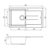 Oliveri Santorini Single Sink, Left Hand Bowl with Drainer, Topmount, 840x480mm, with Overflow, White, ST-WH1521 OF