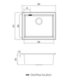 Oliveri Santorini Standard Bowl Sink, Undermount, 338x398mm, with Overflow, White, ST-WH1530U