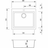 Oliveri Santorini Large Bowl Sink, Topmount, 540x480mm, with Overflow, White, ST-WH1561 OF