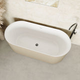 Fienza ST08-170K Empire Slim Solid Surface Acrylic Bath, 1700mm, Matte Khaki Ext, Gloss White Int