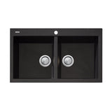 Oliveri Santorini St-Bl1564 Double Bowl Black Granite Kitchen Sink Sinks