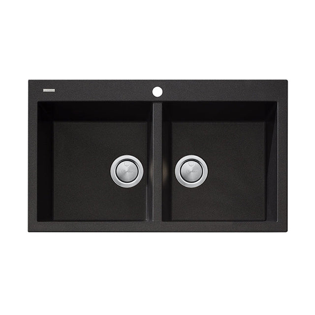 Oliveri Santorini St-Bl1564 Double Bowl Black Granite Kitchen Sink Sinks