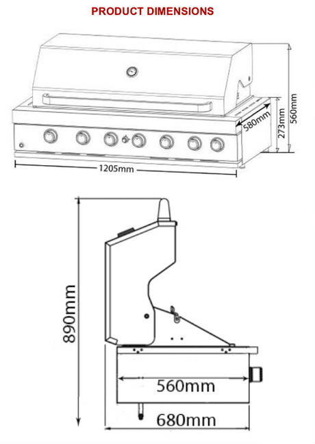 Euro Appliances Eal1200Rbq Stainless Steel 6 Burner Built-In Bbq Built In