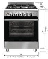Emilia Em664Ge 60Cm Italian Made Stainless Steel Dual Fuel Stove Stoves
