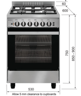 Emilia Em534Gg 53Cm Stainless Steel Italian Made Gas Stove