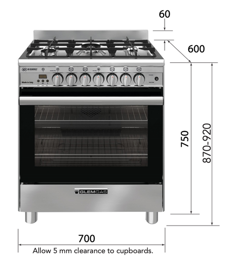 Glem Gb765Dop 70Cm Gas Stove - Order In
