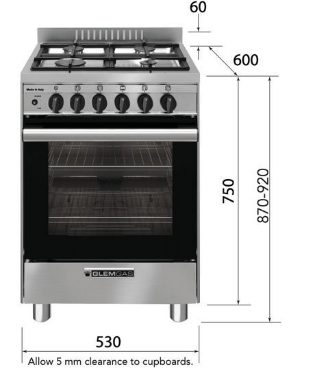 Glem Gb534Ge 53Cm Dual Fuel Stove With Air Fryer - Order In Stoves