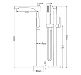 Nero NR321503aBN Bianca Freestanding Bath Mixer with Handshower - Brushed Nickel
