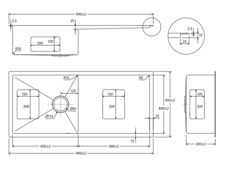 Fienza Single Bowl Drainer Kitchen Sink Stainless Steel 68404 Top Mounted Sinks