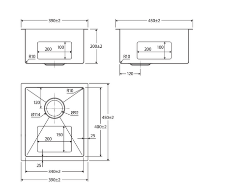 Fienza Single Bowl Kitchen Sink Kit - Stainless Steel 68400Kit Top Mounted Sinks