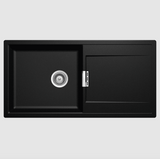Abey MD100LB Schock Mono Single Bowl with Drainer - Onyx Black - In Stock