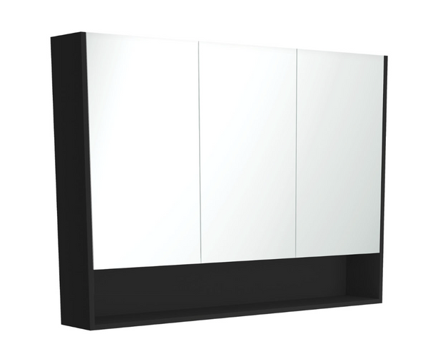 Fienza 1200mm PSC1200SB Mirror Cabinet with Undershelf, Satin Black