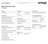 WVG6314SD Gas Oven Replacement - Omega OBO605MCOM 60cm Electric Oven