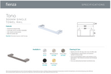 Fienza 85105BN Tono Single Towel Rail, 300mm, Brushed Nickel
