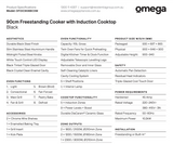 Omega OFOIC908BCOM 90cm Freestanding Induction Stove