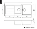 Oliveri Santorini ST-BL1512 OF RHB Black Granite Top Mount 1 & 3/4 Sink