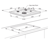 Euromaid Eclipse EC64GS 600mm 4 Burner Stainless Steel Gas Cooktop