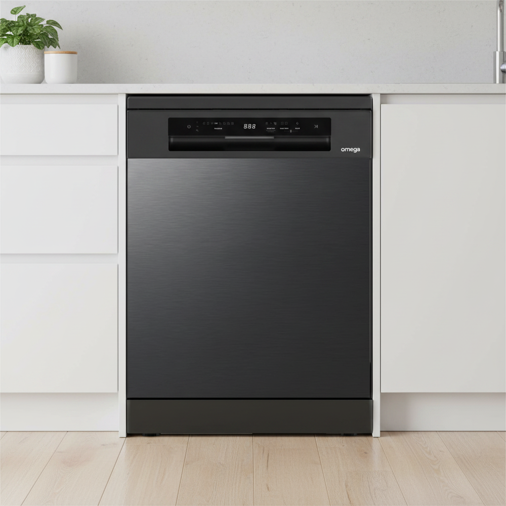 Omega ODWF6015BXCOM 60cm Dark Steel Freestanding Dishwasher