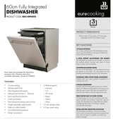 Euro Appliances EDS14PFINTD Built In Dishwasher - Ex Display Discount