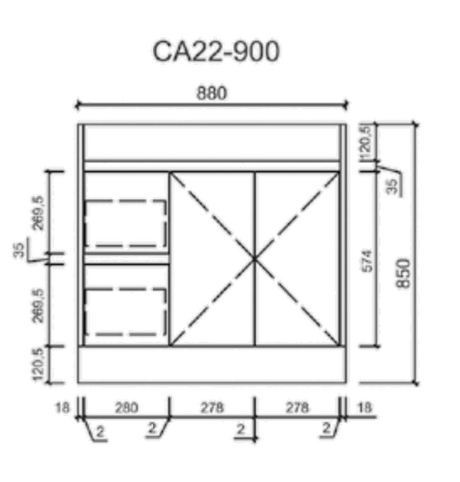 Aulic 900mm Maya Freestanding Vanity CA22-900 Vanity Units