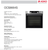 ASKO 60cm Built-In Combi-Steam Oven OCS8664S - Ex Display Discount