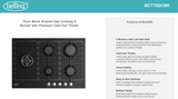 Belling BCT75GCBK 75cm Matte Black Gas Cooktop