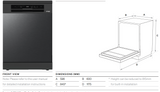 Omega ODWF6015BXCOM 60cm Dark Steel Freestanding Dishwasher