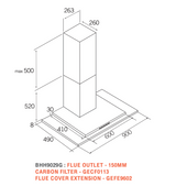 Baumatic BHH9029G 90cm Canopy Rangehood