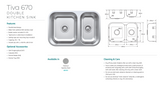 Fienza Tiva 670 Double Kitchen Sink – Polished 304 Stainless Steel | 68110