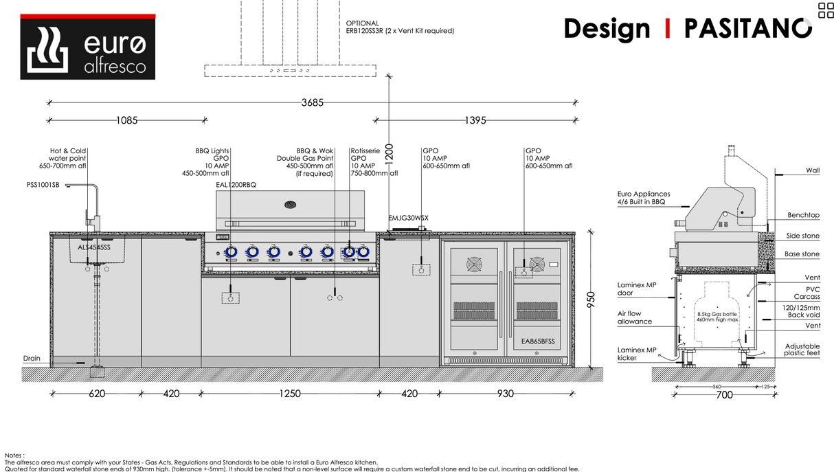 Euro Alfresco Positano Outdoor Kitchen Package