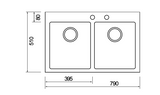 Abey Barazza B-OPEN 1LB082 Top Mount Double Bowl Sink